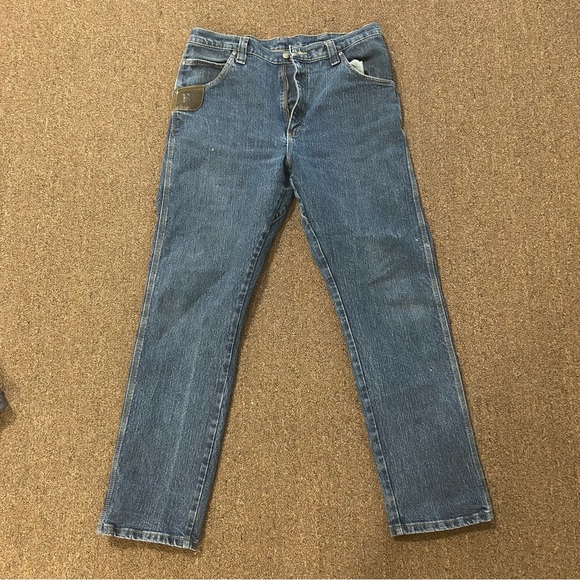 VINTAGE Wrangler Jeans Mens 36x32 Regular Fit Straight Medium Wash Denim Blue - Picture 3 of 6